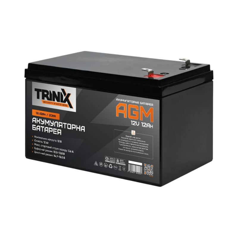 Акумуляторна батарея 12В 12Аг Trinix 12V12Ah/20Hr AGM свинцево-кислотна Акумуляторна батарея 12В 12Аг Trinix 12V12Ah/20Hr AGM свинцево-кислотна