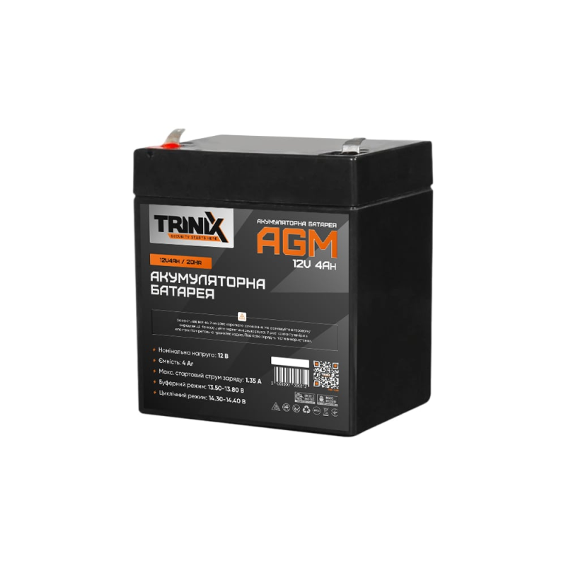 Trinix 12V4Ah/20Hr AGM Акумуляторна батарея 12В 4Аг свинцево-кислотна Trinix 12V4Ah/20Hr AGM Акумуляторна батарея 12В 4Аг свинцево-кислотна