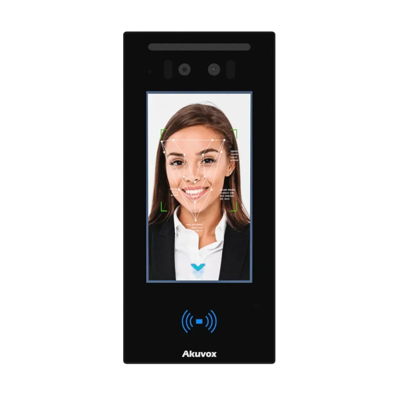 IP-відеопанель багатоабонентська 2Mp Akuvox E16C з екраном 5“, розпізнаванням облич та зчитувачем Mifare / NFC / BLE / QR IP-відеопанель багатоабонентська 2Mp Akuvox E16C з екраном 5“, розпізнаванням облич та зчитувачем Mifare / NFC / BLE / QR