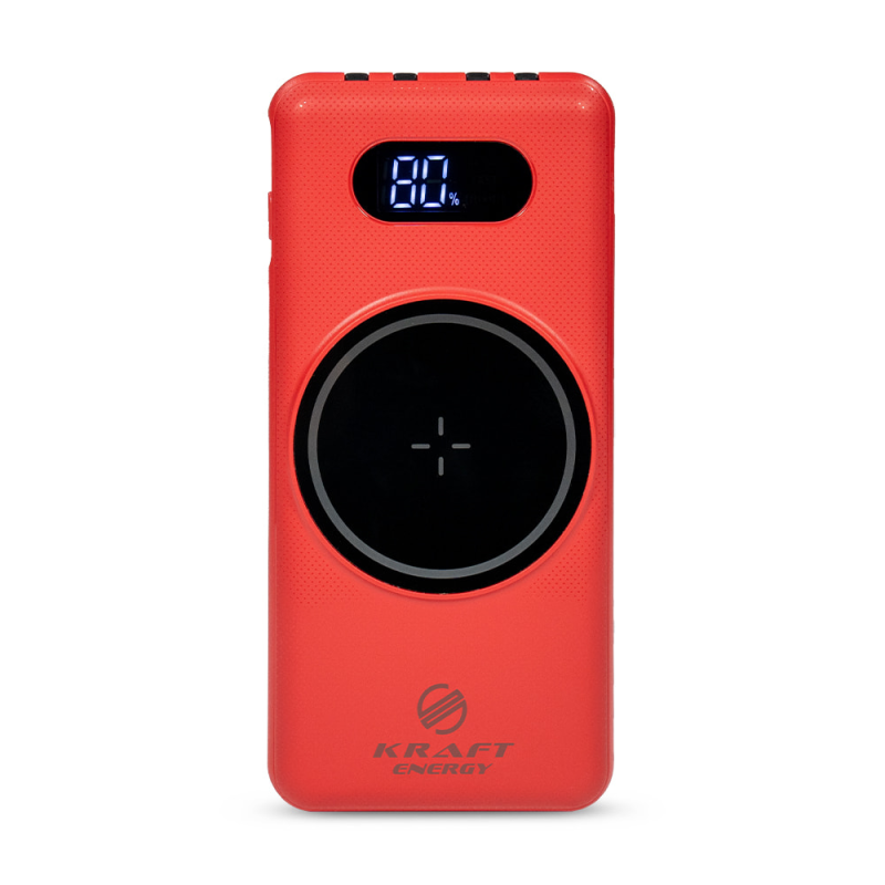 Повербанк 10000mAh Power Bank Kraft KPB-1110W Red бездротова зарядка Повербанк 10000mAh Power Bank Kraft KPB-1110W Red бездротова зарядка