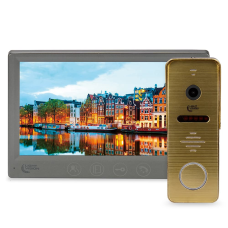 Комплект відеодомофона Light Vision: домофон 7“ AMSTERDAM FHD Grey та відеопанель RIO FHD Gold