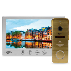 Комплект відеодомофона Light Vision: домофон 7“ AMSTERDAM FHD White та відеопанель RIO FHD Gold