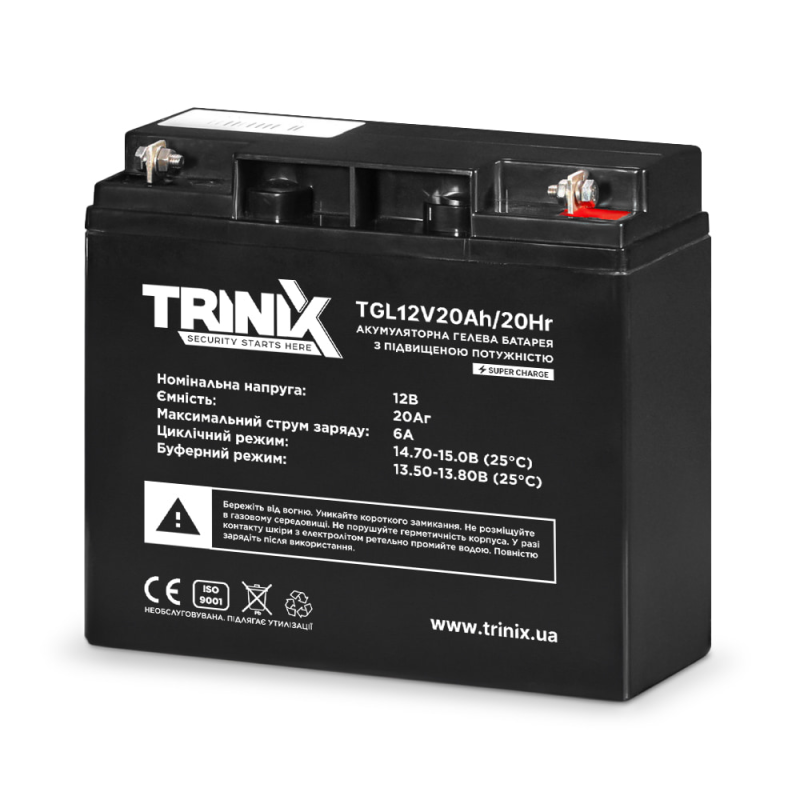 Акумуляторна батарея гелева 12В 20Аг Trinix TGL12V20Ah/20Hr GEL Super Charge Акумуляторна батарея гелева 12В 20Аг Trinix TGL12V20Ah/20Hr GEL Super Charge