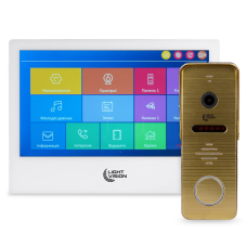 Комплект відеодомофона Light Vision: домофон 10“ SINGAPORE (AI) FHD White та відеопанель RIO FHD Gold