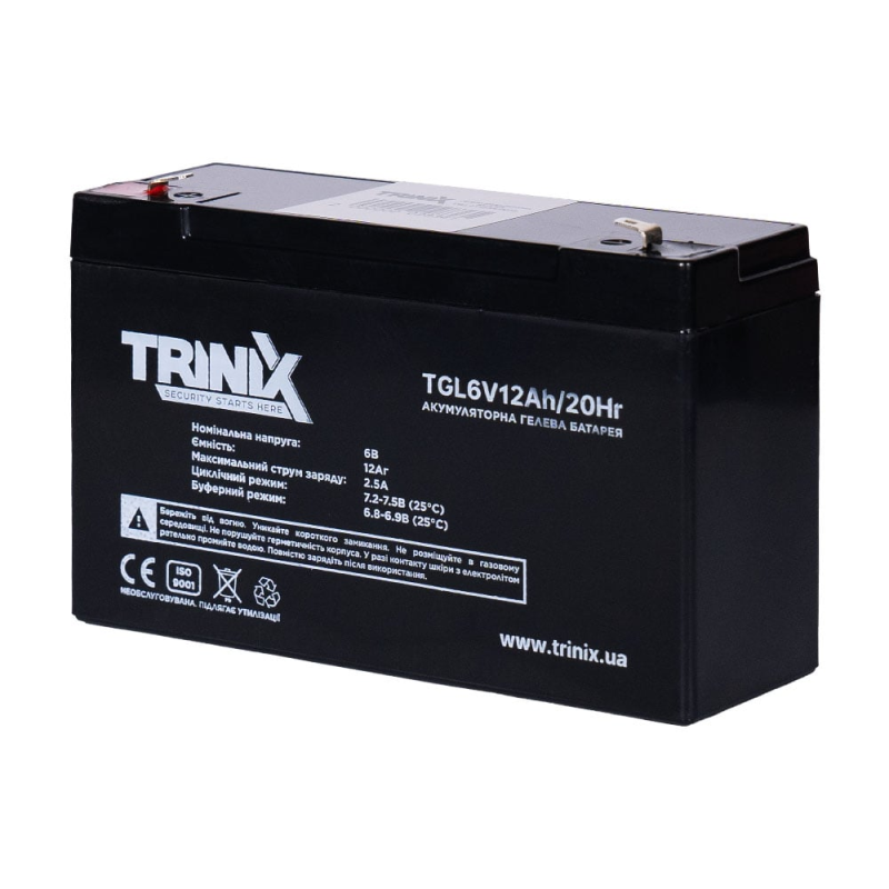 Акумуляторна батарея гелева 6В 12Аг Trinix TGL6V12Ah/20Hr GEL Акумуляторна батарея гелева 6В 12Аг Trinix TGL6V12Ah/20Hr GEL
