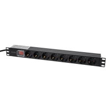 Блок розеток Trinix TRX-PDU/8M-16А Black для комутаційної шафи 19“ на 8 розеток, з вимикачем