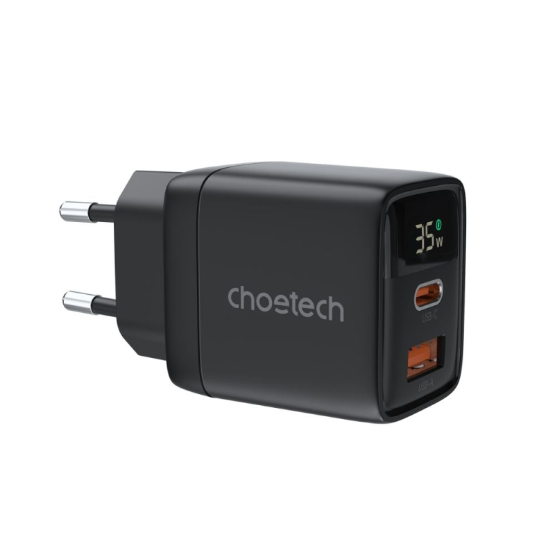 Мережевий зарядний пристрій Choetech PD6052 PD35W GAN A+C Black Мережевий зарядний пристрій Choetech PD6052 PD35W GAN A+C Black