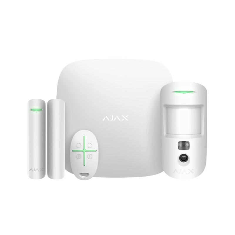 Комплект бездротової охоронної сигналізації Ajax StarterKit Cam Plus HDR White з WiFi, 2G, 3G, 4G, Ethernet, фотоверифікацією тривог Комплект бездротової охоронної сигналізації Ajax StarterKit Cam Plus HDR White з WiFi, 2G, 3G, 4G, Ethernet, фотоверифікацією тривог