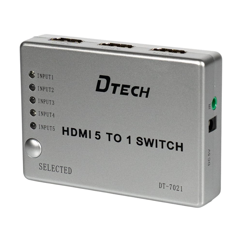 Комутатор 4K@30Hz HDMI 5x1 Dtech DT-7021 (MS) Комутатор 4K@30Hz HDMI 5x1 Dtech DT-7021 (MS)