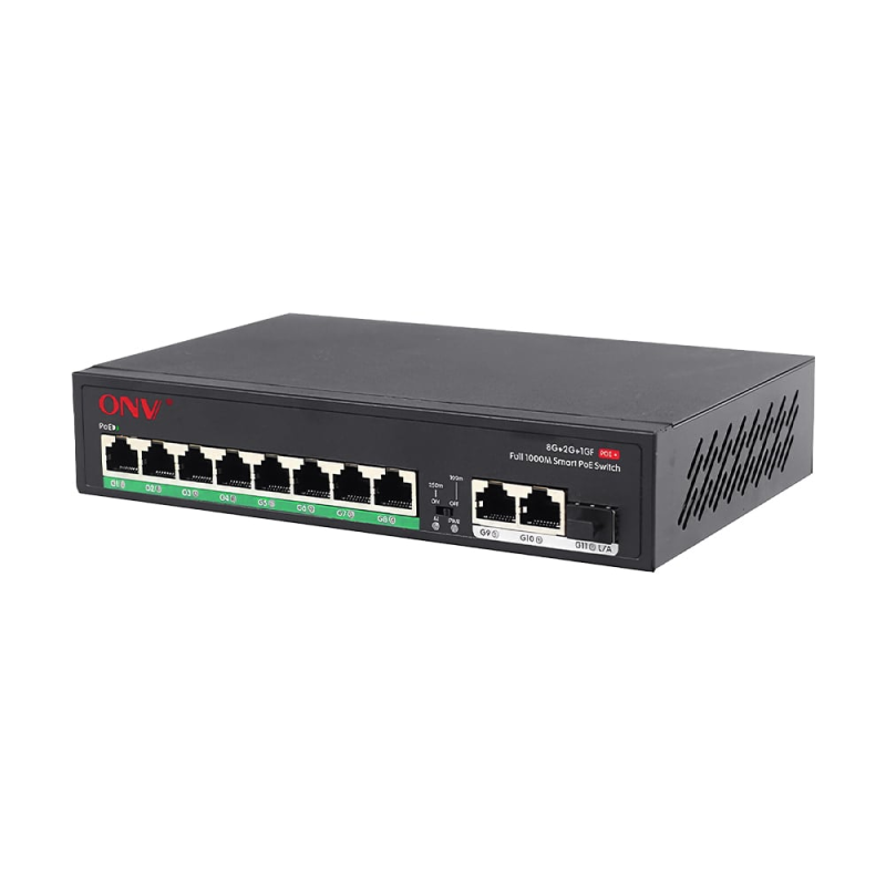 PoE-комутатор некерований гігабітний 11-портовий ONV-H3108PFD з 8 портами PoE