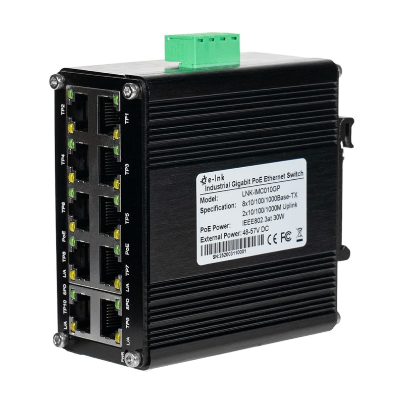 PoE-комутатор 10-портовий E-LINK LNK-IMC010GP з 8 портами PoE PoE-комутатор 10-портовий E-LINK LNK-IMC010GP з 8 портами PoE