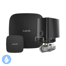 Комплект антипотоп Ajax: централь Hub2 (2G) + датчик затоплення LeaksProtect + кран перекриття води WaterStop 1“ (DN25), чорний